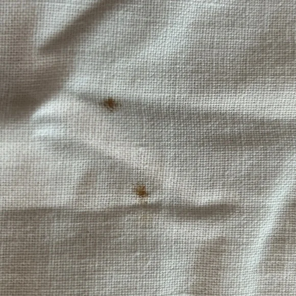 Vintage White Linen Tablecloth with Pink and Green Flowers and Leaves - Picture 9 of 9